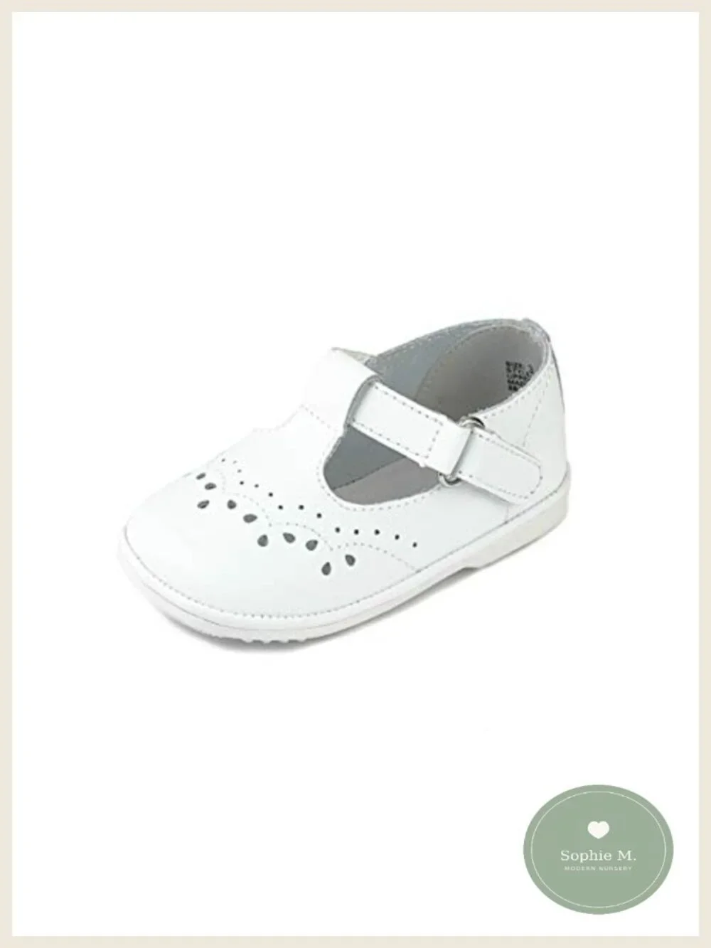 Leather T-Strap Stitched Mary Jane Baby Shoes Velcro Closure